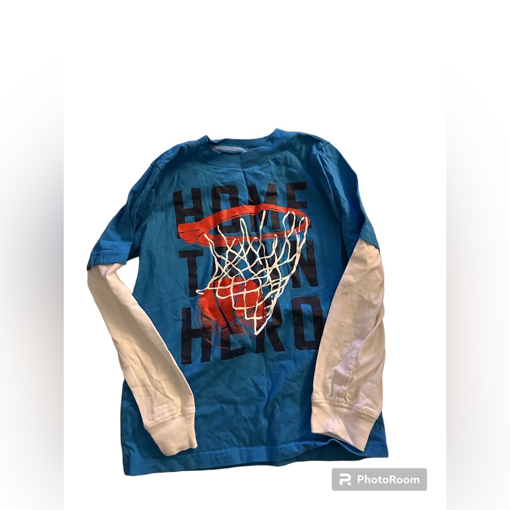 Carter’s boys long sleeve basketball tee in blue and white| size: 7
